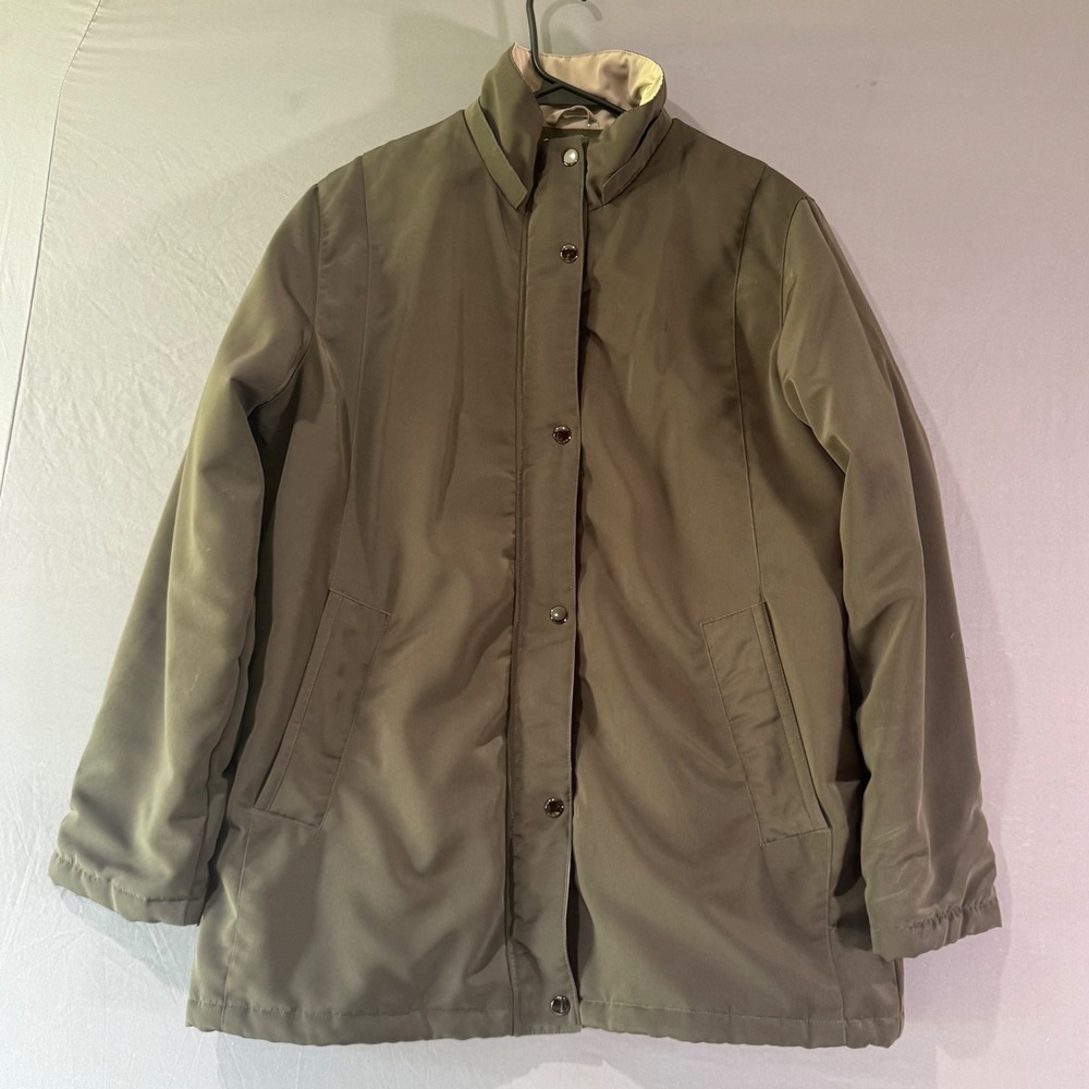 White Stag Tacoma Olive Jacket Ladies 12/14 Excellent Y2K Zip Snap Utility Coat